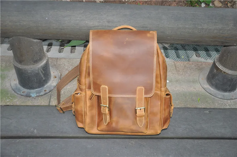 2045 A Verrückten Hochschule Umhängetasche leder Braun Retro Alavchnv Pferden Rucksack Student Wind Männer Brown Gelb qOwWT7a8
