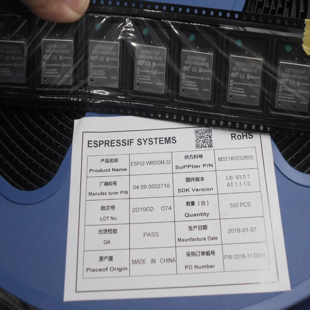 Флэш память ESP32 WROOM 32 ESP32S двухъядерный Мб 4 SPI режим flash UART SMD модуль Espressif