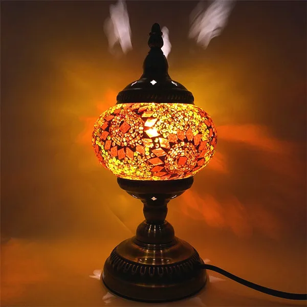 Винтажная Турецкая мозаичная лампа для гостиной, спальни, настольная лампа для домашнего декора, витражная стеклянная лампа ручной работы, настольная лампа Тиффани - Цвет абажура: Белый