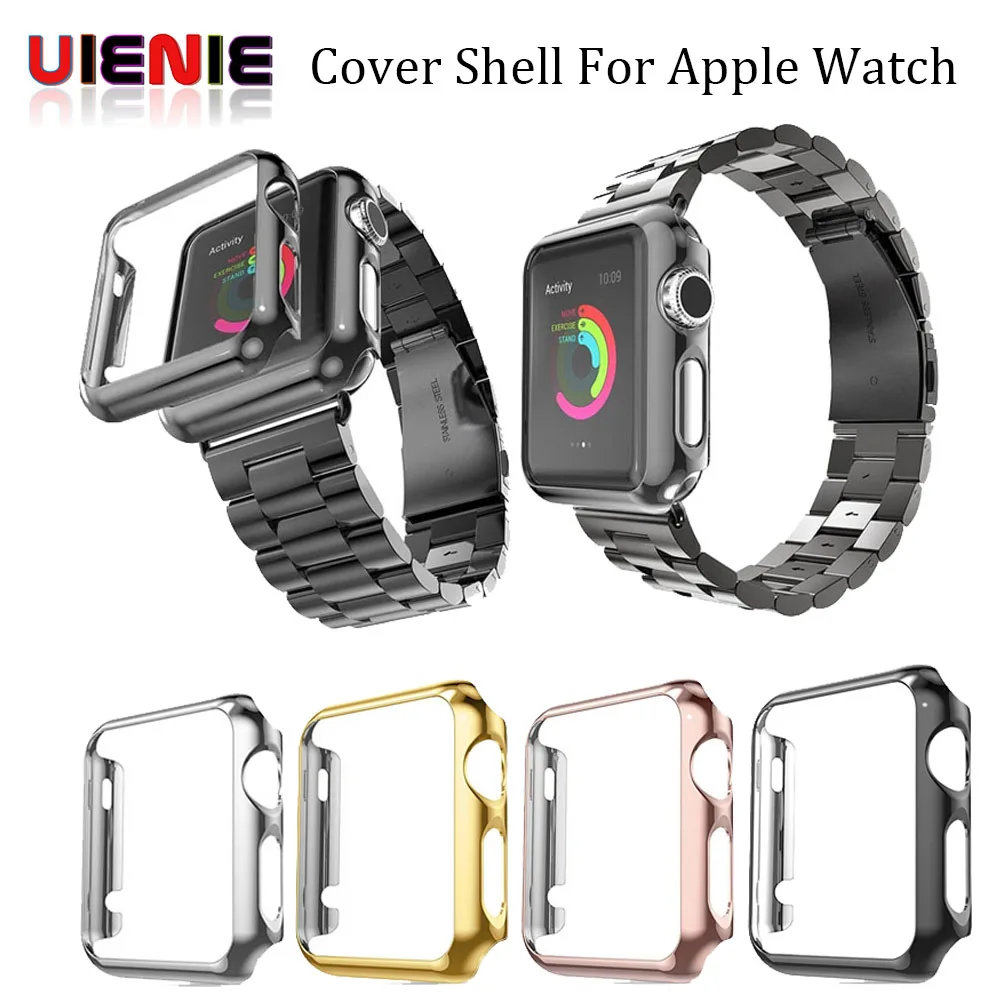 UIENIE для Apple Watch iWatch series 1 38 мм 42 мм ультратонкие покрытием бампер чехол металлик Покрытие защитный чехол покрытие основа