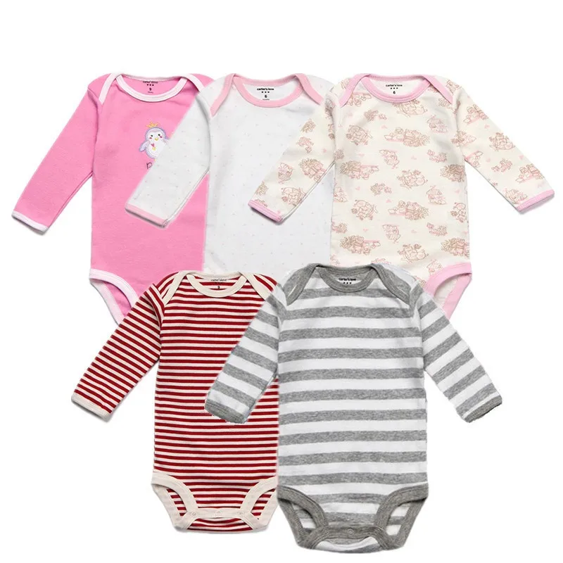 5 шт./лот весенняя одежда для маленьких мальчиков хлопковые детские комбинезоны