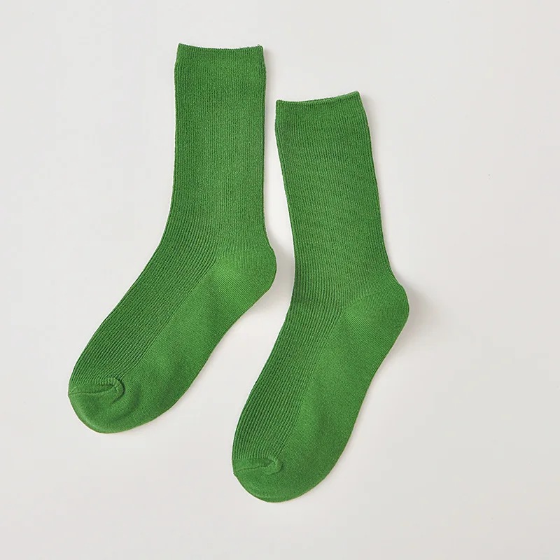 PEONFLY Осень Носок Чулочно-носочные изделия женские модные вертикальные полосы твердые хлопчатобумажные забавные носки женские яркие цвета harajuku носки - Цвет: green