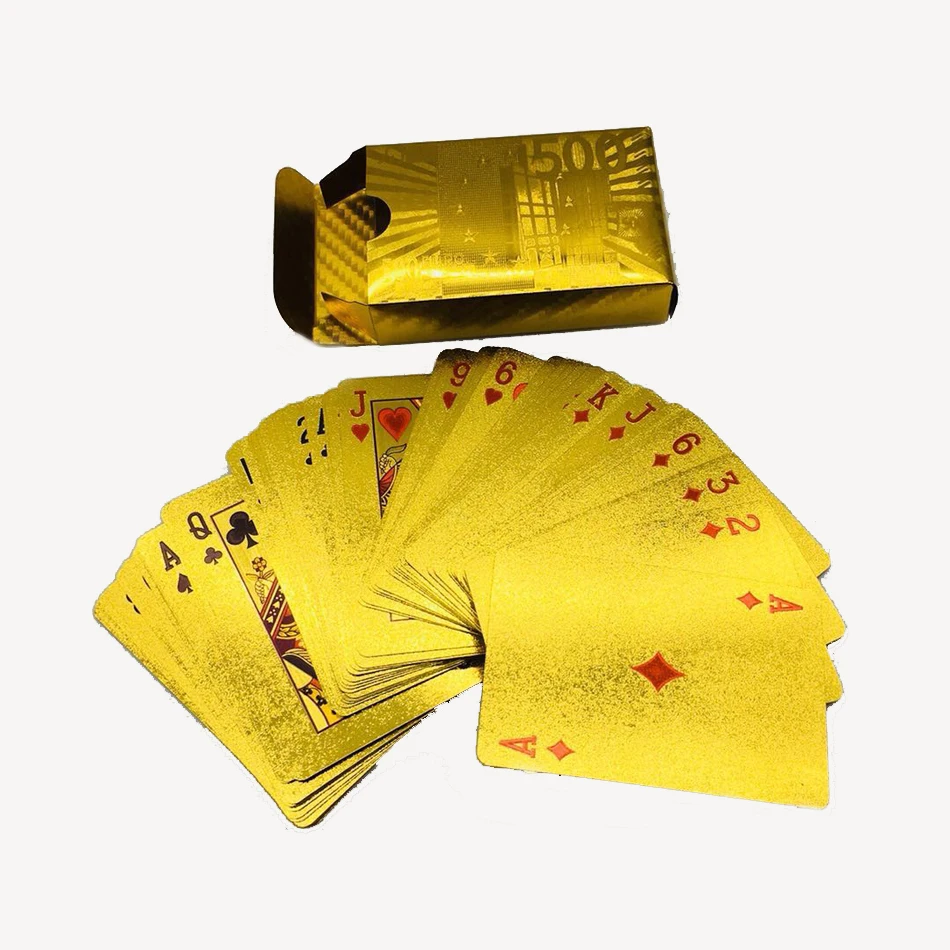 Koop Gouden Speelkaarten Dek Plastic Goudfolie Poker Magic Card Duurzaam Waterdicht Kaarten Close up Street Magic Tricks