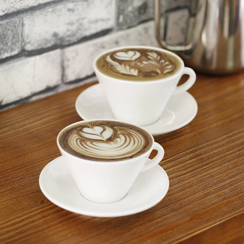 200ml 280ml New Bone China White Ceramic Coffee Cup And Saucer 200ml 280ml New Bone China White Ceramic Coffee Cup And Saucer Porcelain Cafe Custom Logo For Garland In Cups Saucers From Home