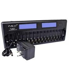 16 слотов EU Plug lcd Smart батарея зарядное устройство AA AAA Ni-MH Ni-Cd 16 bay батареи 16 банк перезаряжаемые батареи Smart ЖК-дисплей