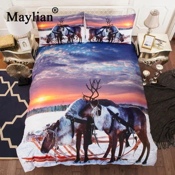

Sunset elk home textile bedding two three piece 3D print Duvet Cover Constellation Bed Set Bohemian Bedclothes BE1102