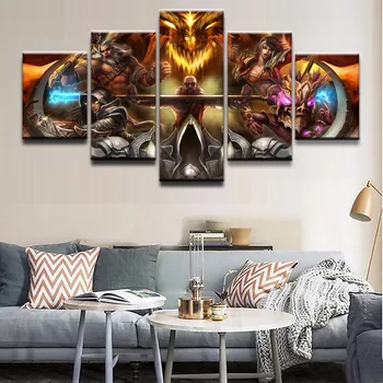 

Modular Pictures Living Room Wall Art Canvas Painting Decor 5 Pieces Diablo III Reaper Of Souls HD Printed Poster Decor Frame