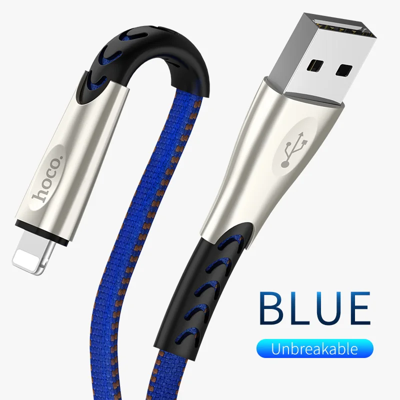 HOCO USB кабель для iPhone Apple X XS MAX XR 8 7 6 5 6s plus Кабель Быстрая зарядка кабель провод зарядки мобильного телефона Usb кабель для передачи данных - Цвет: Синий