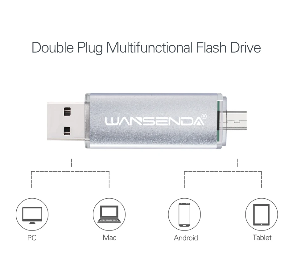 Новинка, флеш-накопитель Wansenda OTG, 16 ГБ, USB флеш-накопитель, 64 ГБ, USB флешка, 32 ГБ, 8 ГБ, USB 2,0, флешка, 4 Гб, USB флеш-карта памяти для телефонов