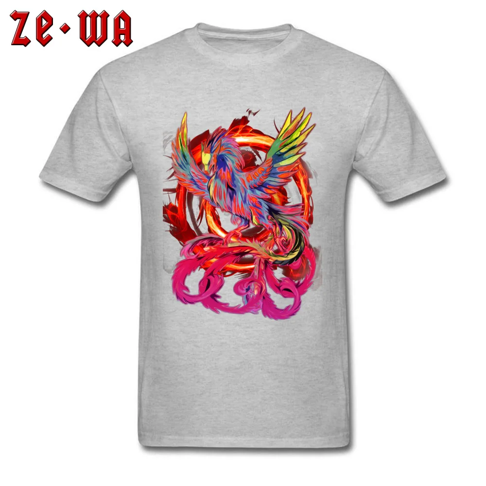 Fire Phoenix T-shirts for Adult cosie Thanksgiving Day Tops & Tees Short Sleeve 2018 Popular Tee Shirt Crewneck Pure Cotton Fire Phoenix grey