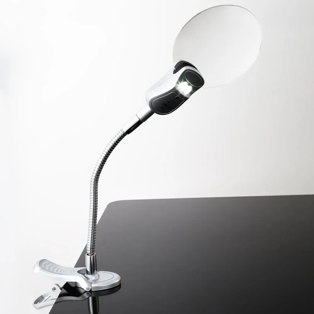 FGHGF 2x6x107 мм светодиодный осветительный Лупа металлический шланг увеличительное стекло Настольная лампа для чтения светильник с зажимом
