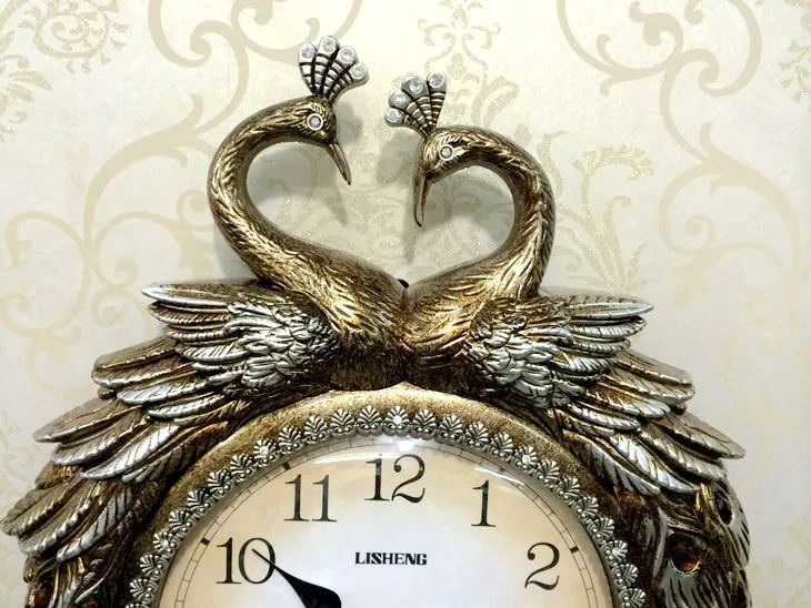 Часы с изображением павлина большие настенные часы персональные карманные часы немой кварцевые часы украшения настенные часы