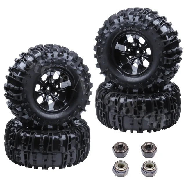 Cheap 4Pcs 155mm RC Tires Wheel Rims Foam Inserts For 1/10 Monster Truck Tyres HSP HPI Traxxas Himoto Redcat Kyosho Tamiya Racing Losi