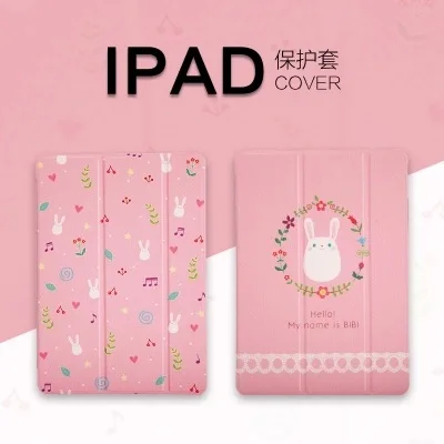 

Case for iPad 1 2 3 protective case for mini 1 2 3 Cartoon PU leather Flip Stand case for 2017 iPad Magnet wakes up sleep