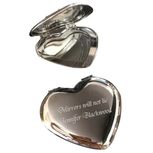 100Pcs Customized Wedding Present For Guests,Heart Make Up Mirror Favor,Personalized Engagement Party Gifts,Engrave Name & Date