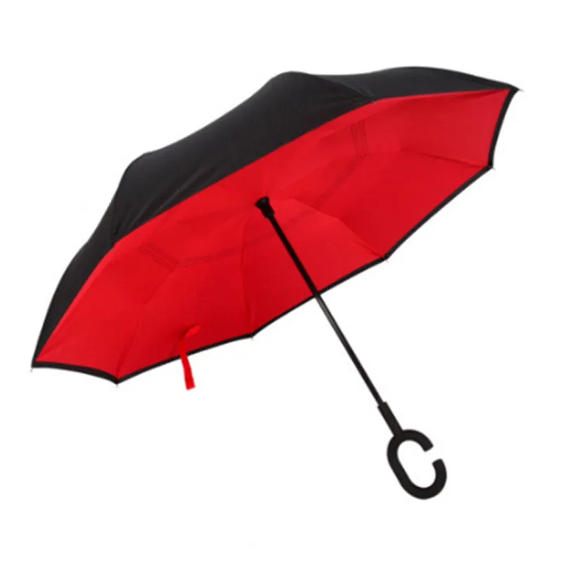 Реверсивные Зонты для двухслойного зонта ткань перевернутые зонты форма ручки