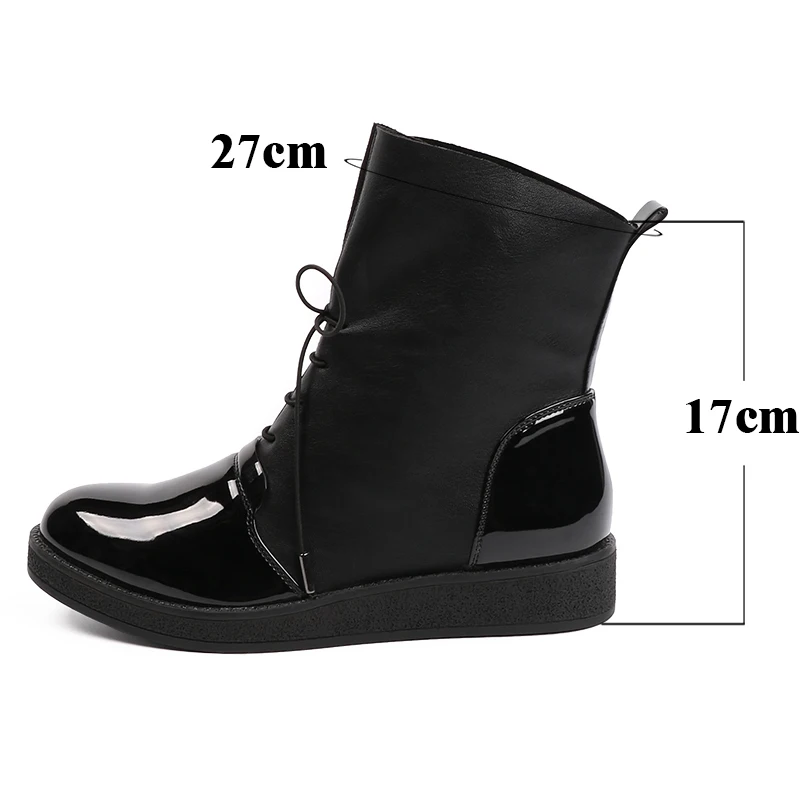 AIMEIGAO Fashion Spring Autumn Women Boots Patent PU Leather Platform Woman Shoes Plus Size Boots For Women Botas Mujer (23)