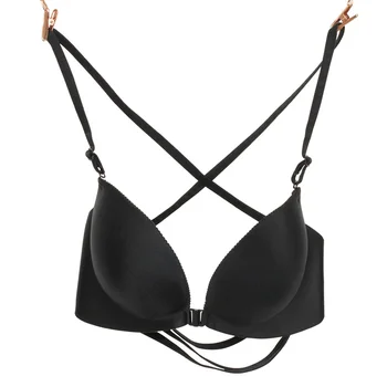 

Smooth Cross Thin Shoulder Strap Comfortable Female Underwear Summer Sexy Deep V Front Buckle Beautiful Back Women's Bra