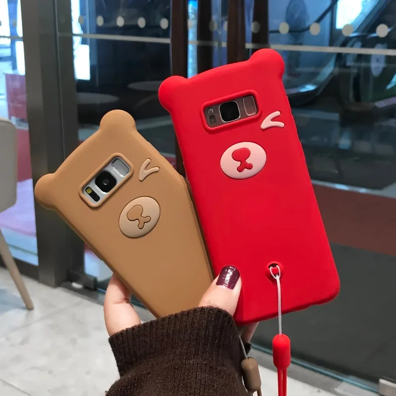 Милый чехол для телефона с мультяшным медведем Samsung Galaxy S10 S8 S9 Plus Note 9 E жидкостный