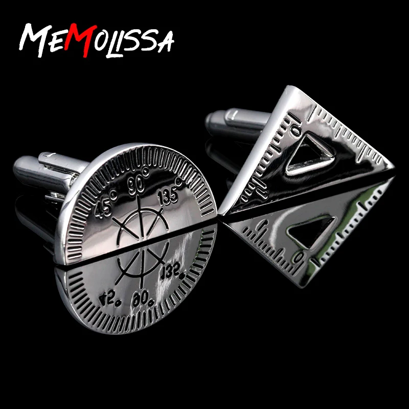 

MeMolissa Top Designer Cufflinks Triangle Ruler Protractor Cufflinks Men's Shirt Cuff Jewelry Abotoaduras Men's Gift