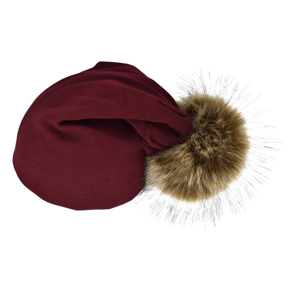 Зимняя шапочка с помпоном на спине для маленьких мальчиков и девочек, уличная эластичная вязаная шапка
