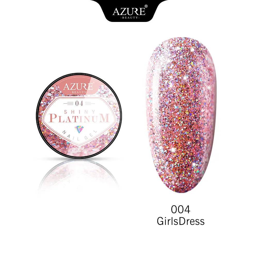 Azure Beauty Glitter Led Gel Polish Sparkly Sequins UV Nail Gel Varnish Soak Off Enamel Semi Permanent Led Gel Lacquer - Цвет: 4