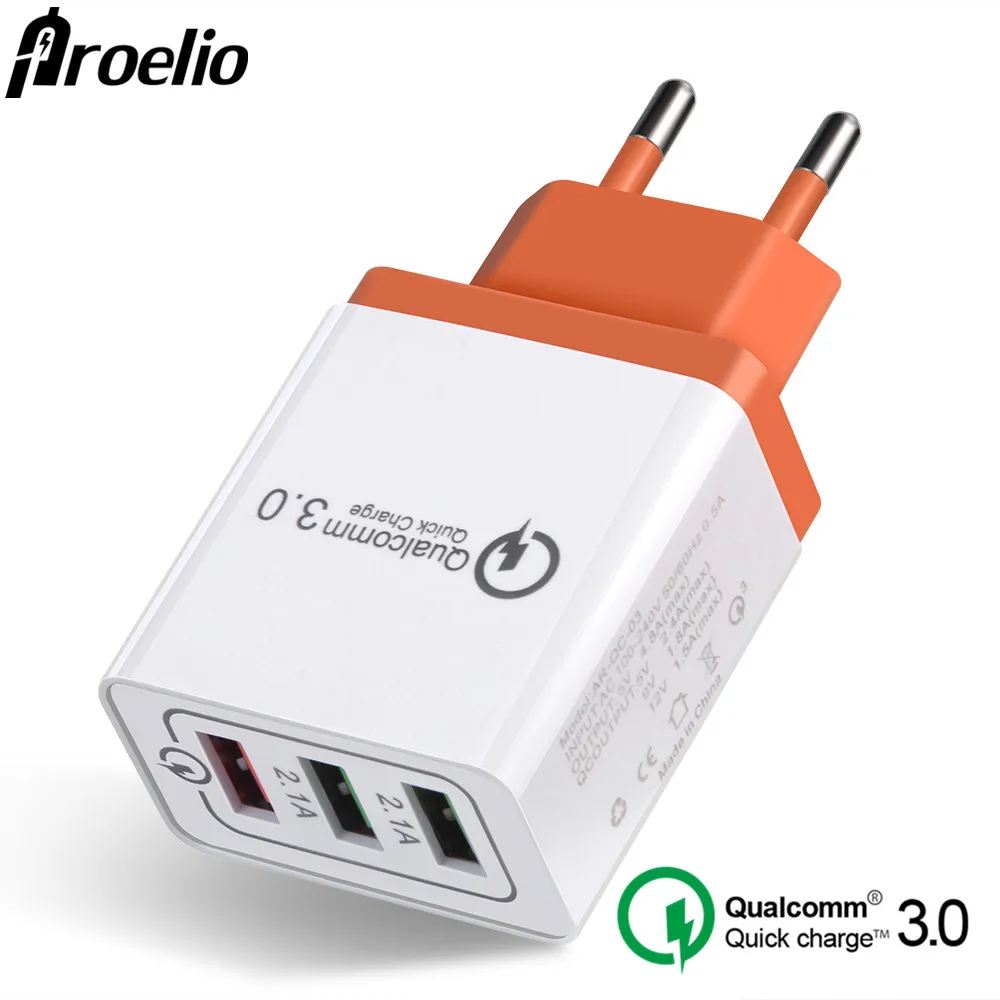 

Proelio 3 Ports USB Charger Quick Charge 3.0 2.4A Fast Mobile Phone Charger Adapter EU US Wall Chargers For iphone ipad Samsung