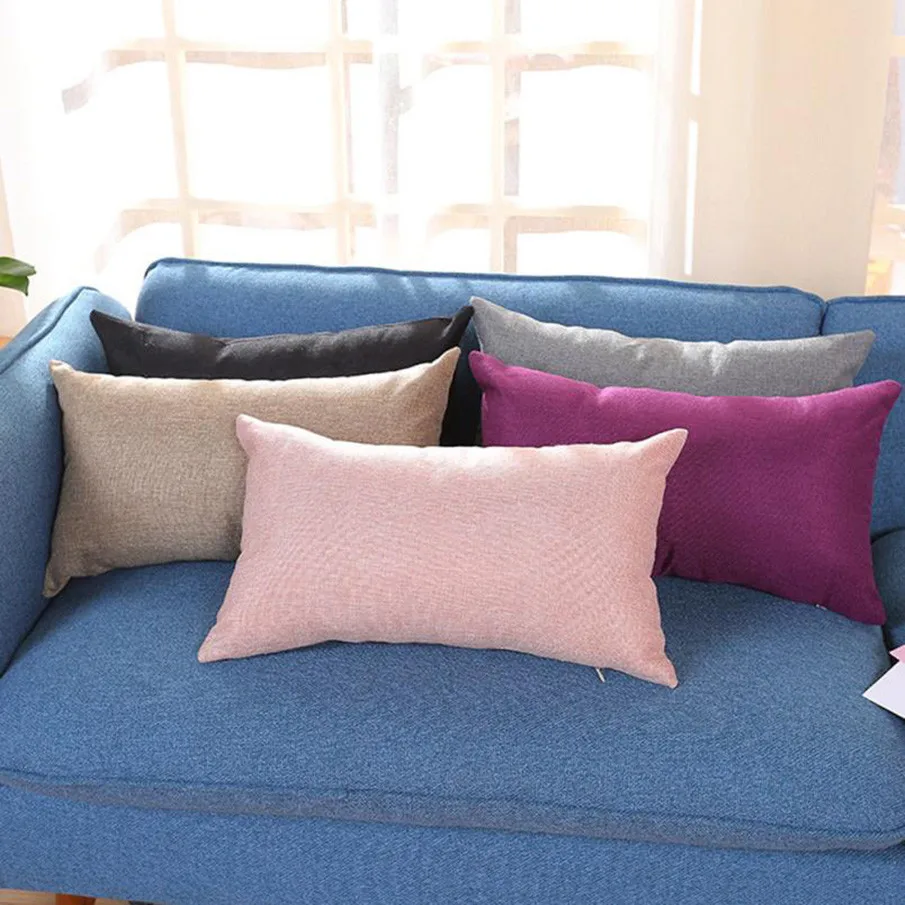 

30*50cm Rectangle Super Soft Hot Pillow Cover Case Sets Of Cotton And Linen Car Sofa Cushions Throw Pillow Cover