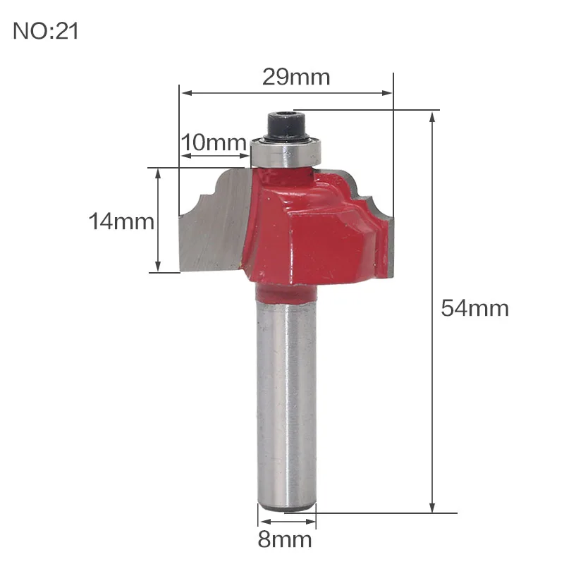 1/" Традиционная Ogee кромкоформовочная фреза Бит-8" хвостовик деревообрабатывающий нож линия - Длина режущей кромки: NO21