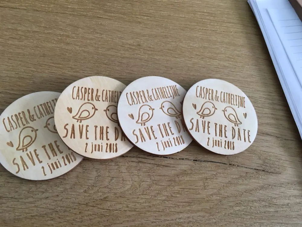  Personalized Wooden Save the Date Magnets Rustic Wooden Magnets Wedding Favors with Birds Fridge Ma - 32825724877