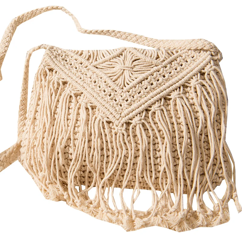 LACATTURA Чешский кисточкой сумки на плечо Boho ткань крючком хлопок бахромой Bolsa Femininas