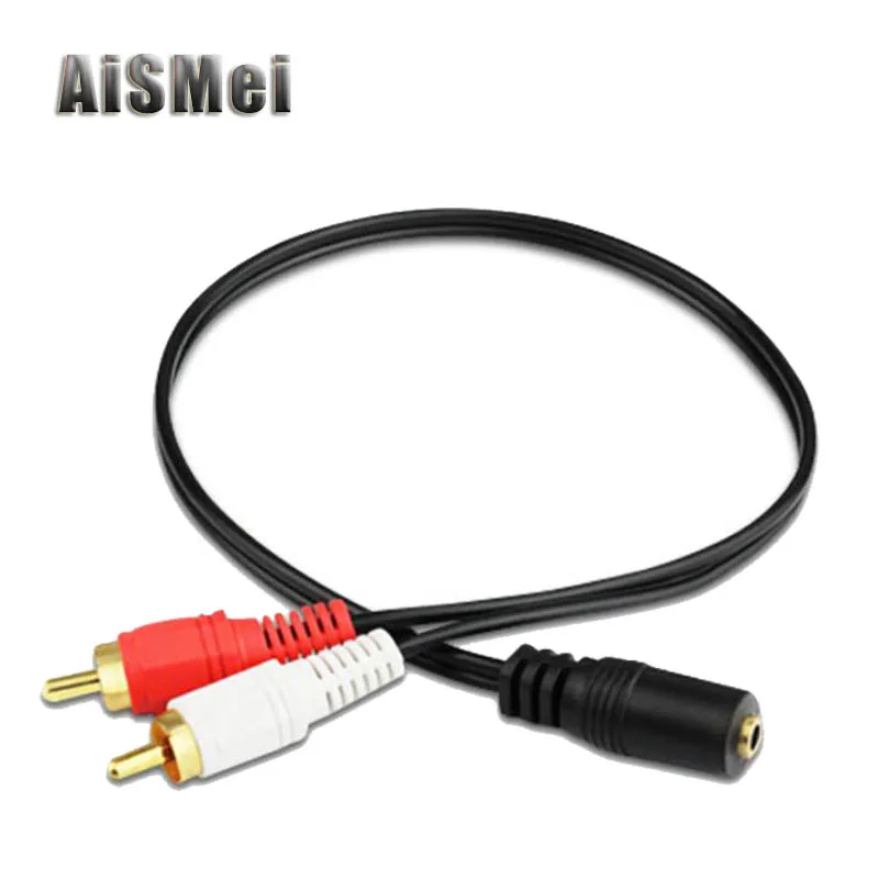 AiSMei RCA кабель 2 штекер для женщин 3 5 мм Jack адаптер аудио Aux iPhone Edifer домашний