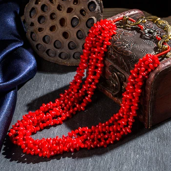 

shuangsheng bohemian statement Necklace Fashion Charm Stone Multilayer Irregular 100% Natural Coral Necklace Women Fine Jewelry