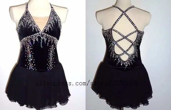 

custom figure skating dresses girls competition skating dress black girls ice skating dresses children free shipping B392