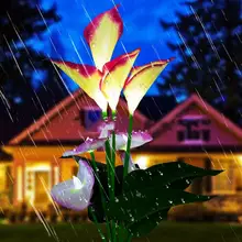 Светодиодный светильник на солнечной батарее, уличный водонепроницаемый теплый белый светодиодный светильник, цветок лилии, солнечный светильник Grarden