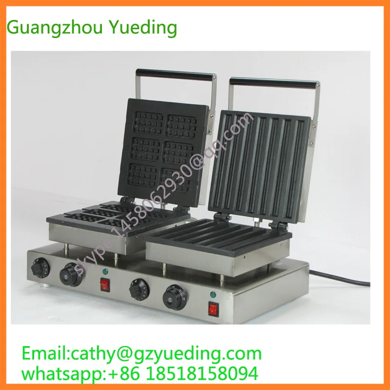 

Commercial Use Non-stick 110v 220v Electric Double-head Square Belgian Waffle Churros Iron