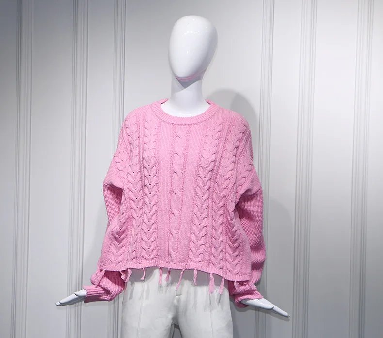 Star Baiyu The Same Pink Couple Sweater Loose Trend Knitwear New 2019 Computer Knitted O-Neck Women Sweaters and Pullovers
