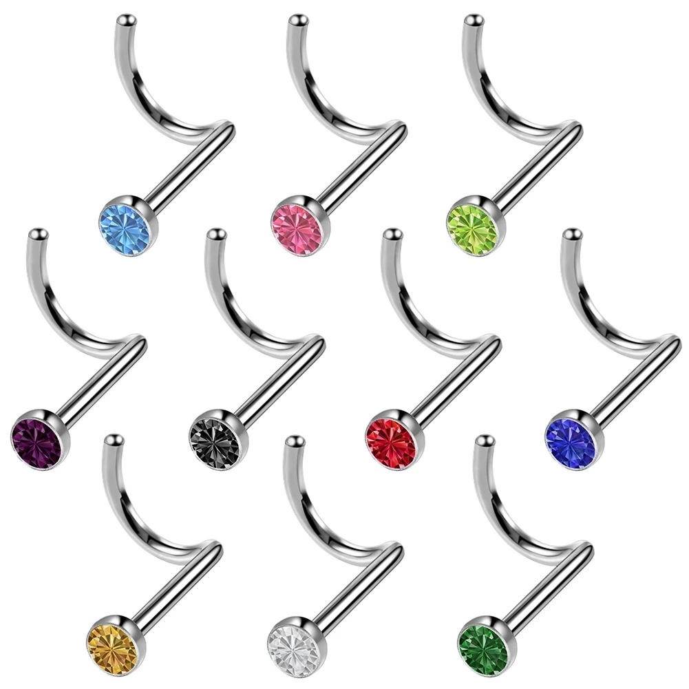 1pc Stainless Steel Crystal Rhinestone Nose Rings Nose Studs Hooks Body
