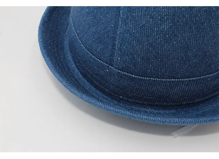 Women Men's Classic  Structured Gangster Trilby Fedora Hat mens panama men fedora hat denim (15)