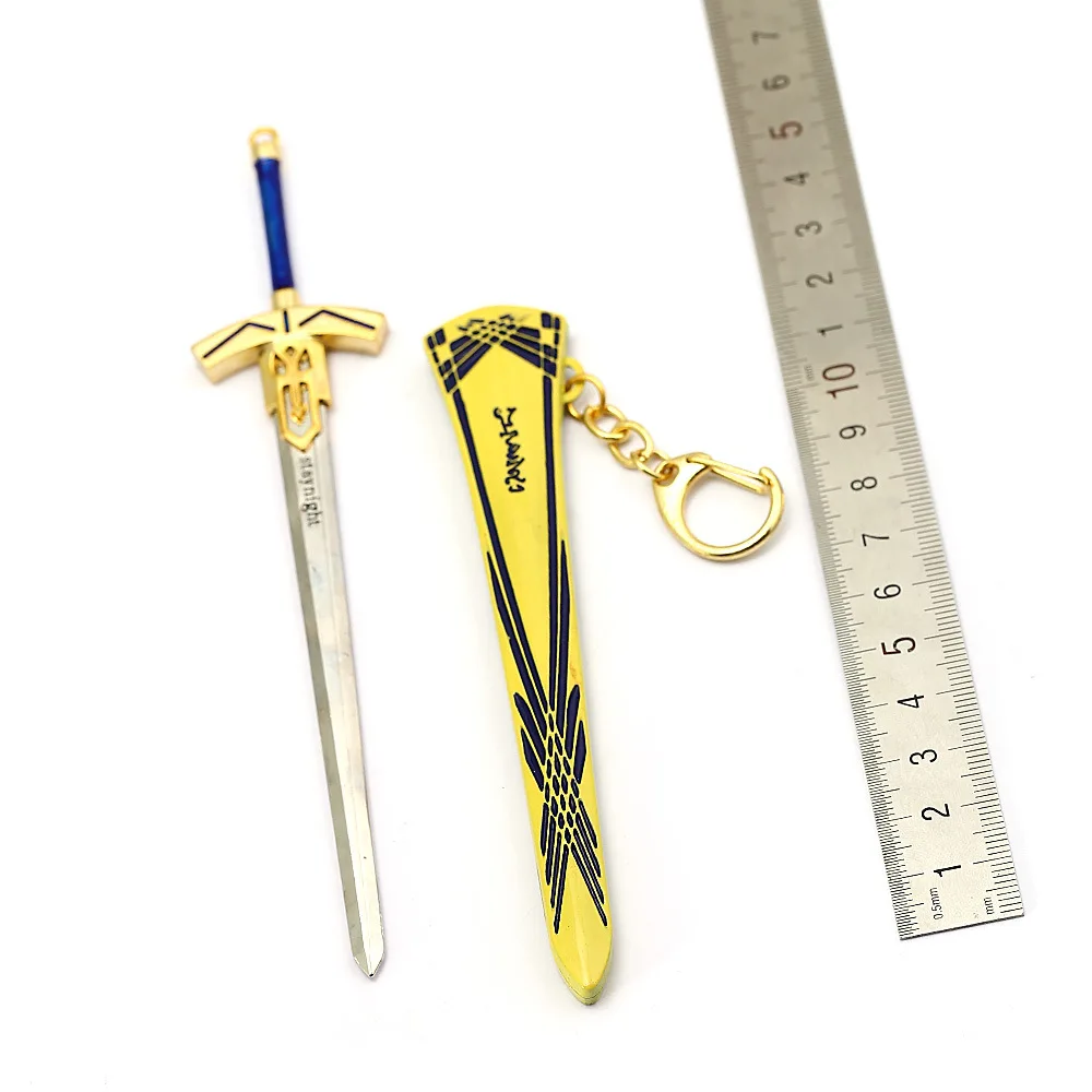 Anime Fate Grand Order Saber Weapon Keychain Arthur Pendragon Excalibur Metal Keyrings Key Chains Pendant Action Figure Toy Doll