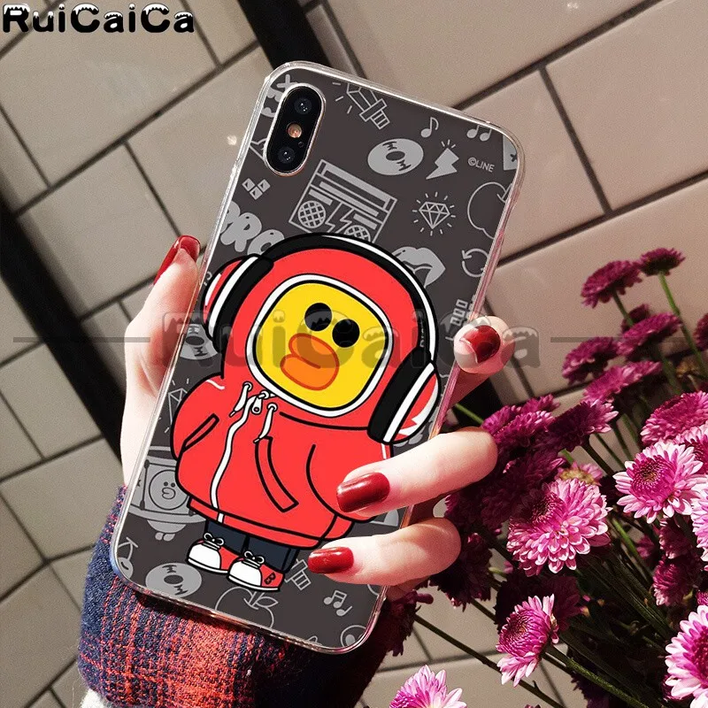 RuiCaiCa Line Friends коричневый Медведь Мягкий ТПУ чехол для телефона для Apple iPhone 8 7 6 6S Plus X XS MAX 5 5S SE XR мобильных телефонов