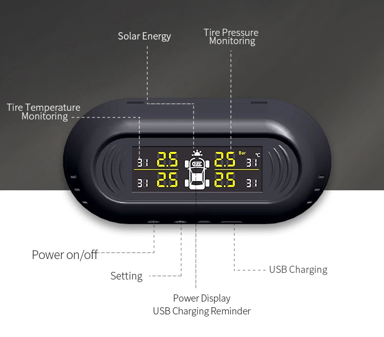 Система контроля давления в шинах, система контроля давления в шинах, датчик давления в шинах, автоматическая система контроля безопасности, зарядка от солнечной энергии