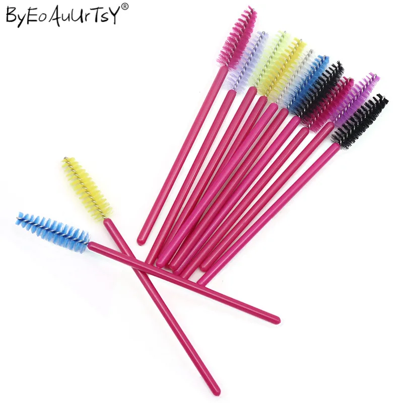 Beautiful Rose Makeup Brushes for Eyelash Extension Disposable Mascara Wands Makeup Eye Brushes One-off Nylon 200pcslot (9)
