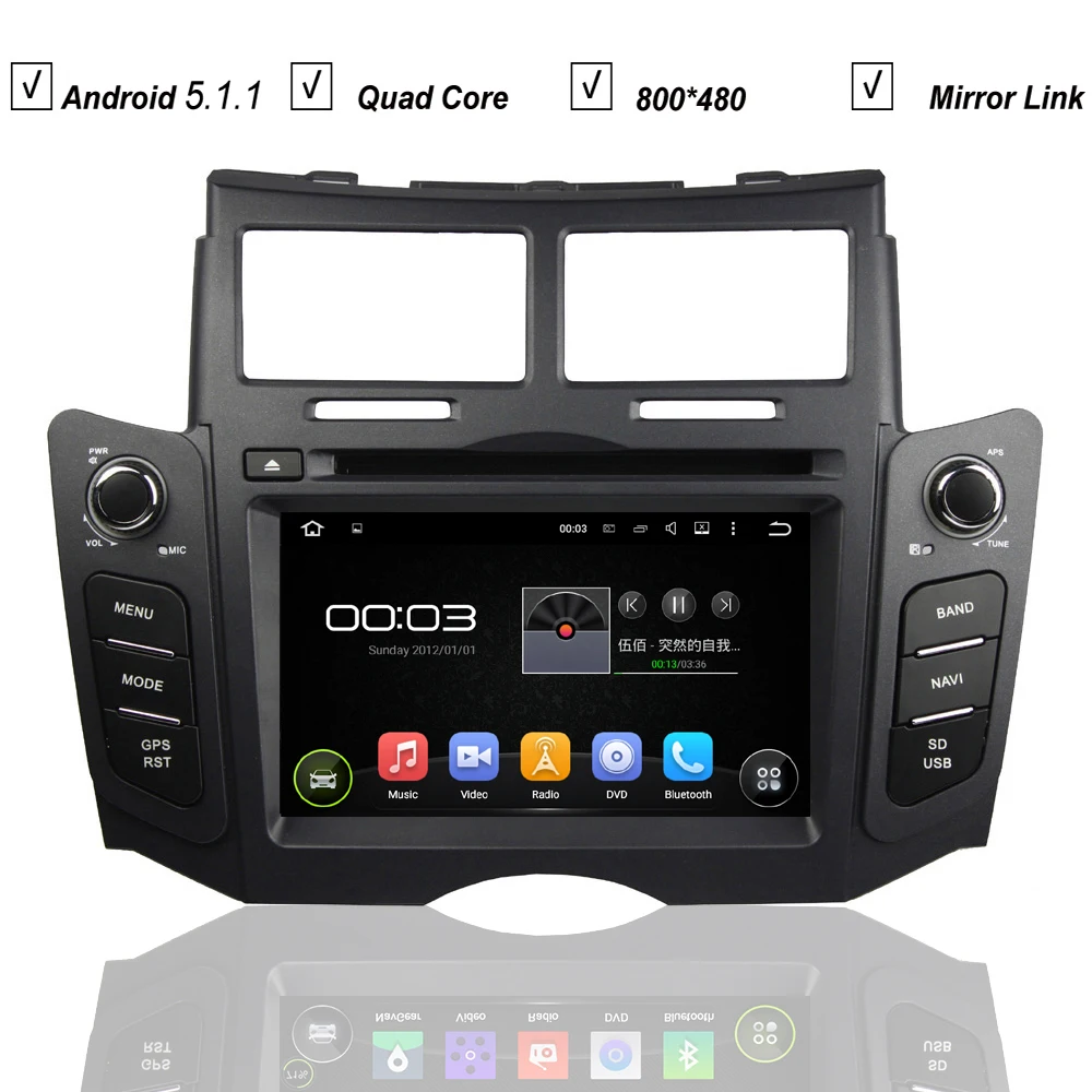 

Car DVD Android 8.0 System for Toyota Yaris Sport 2005-2011 Radio RDS Bluetooth Mirror Link 3G WIFI QuadCore 1G RAM 16G RAM
