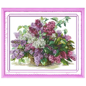 

Lilac DIY Handmade Needlework Counted 14CT Printed Cross Stitch Embroidery Kit Set Home Decoration