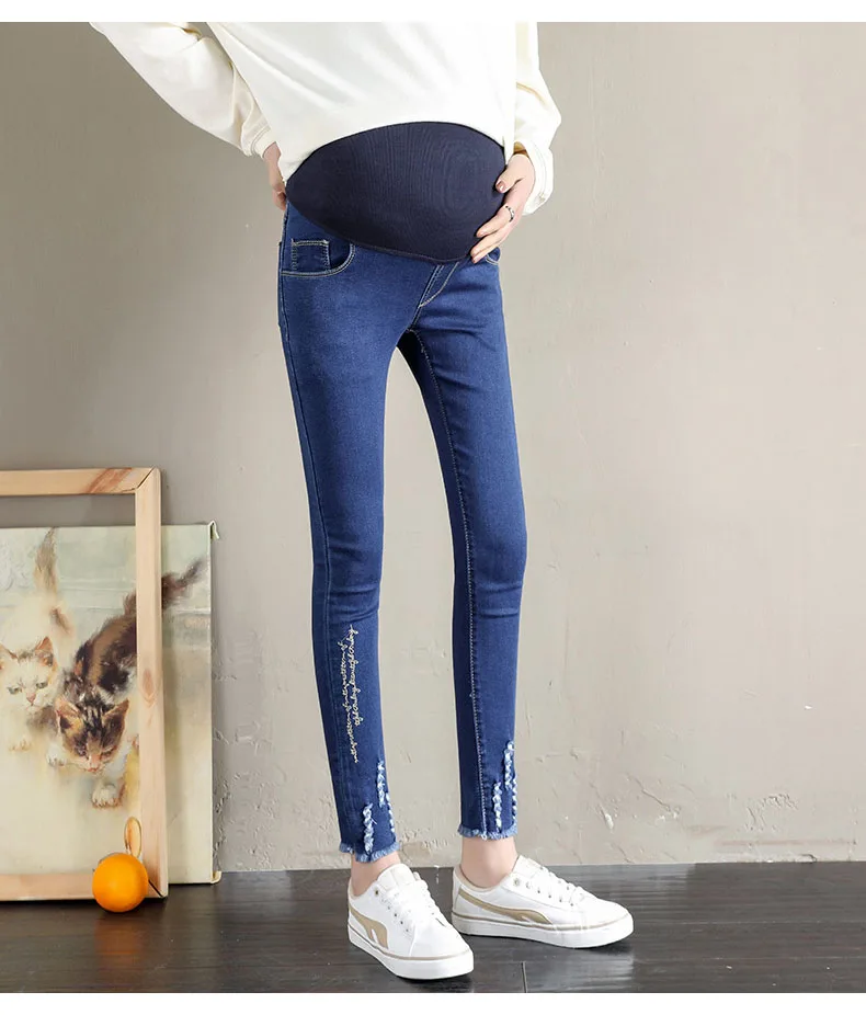 Брюки-карандаш, джинсы для беременных, одежда для кормящих, высокие Стрейчевые джинсы, штаны для беременных, весенняя одежда