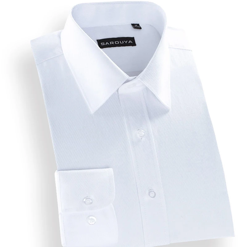 

plus size Spring 2019 men dress shirts simple style solid twill turn-down collar mens shirts high quality striped shirt men