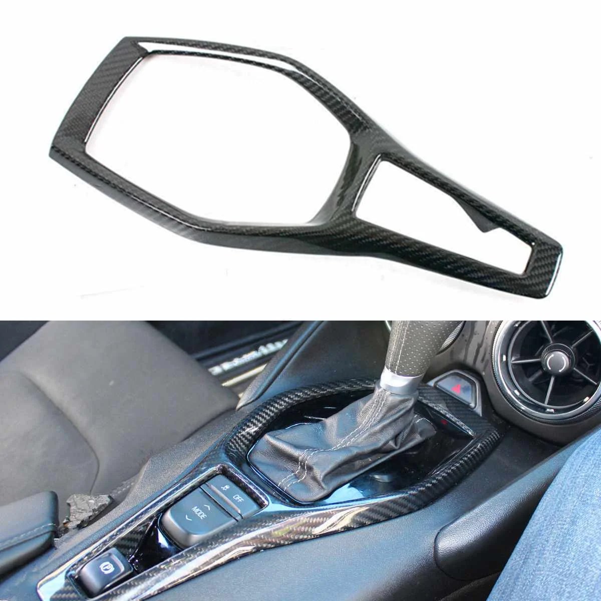 

Carbon Fiber Shifter Gear Box Console Trim Cover Center Console Panel Frame Cover For Chevy Camaro SS RS 2016-2018