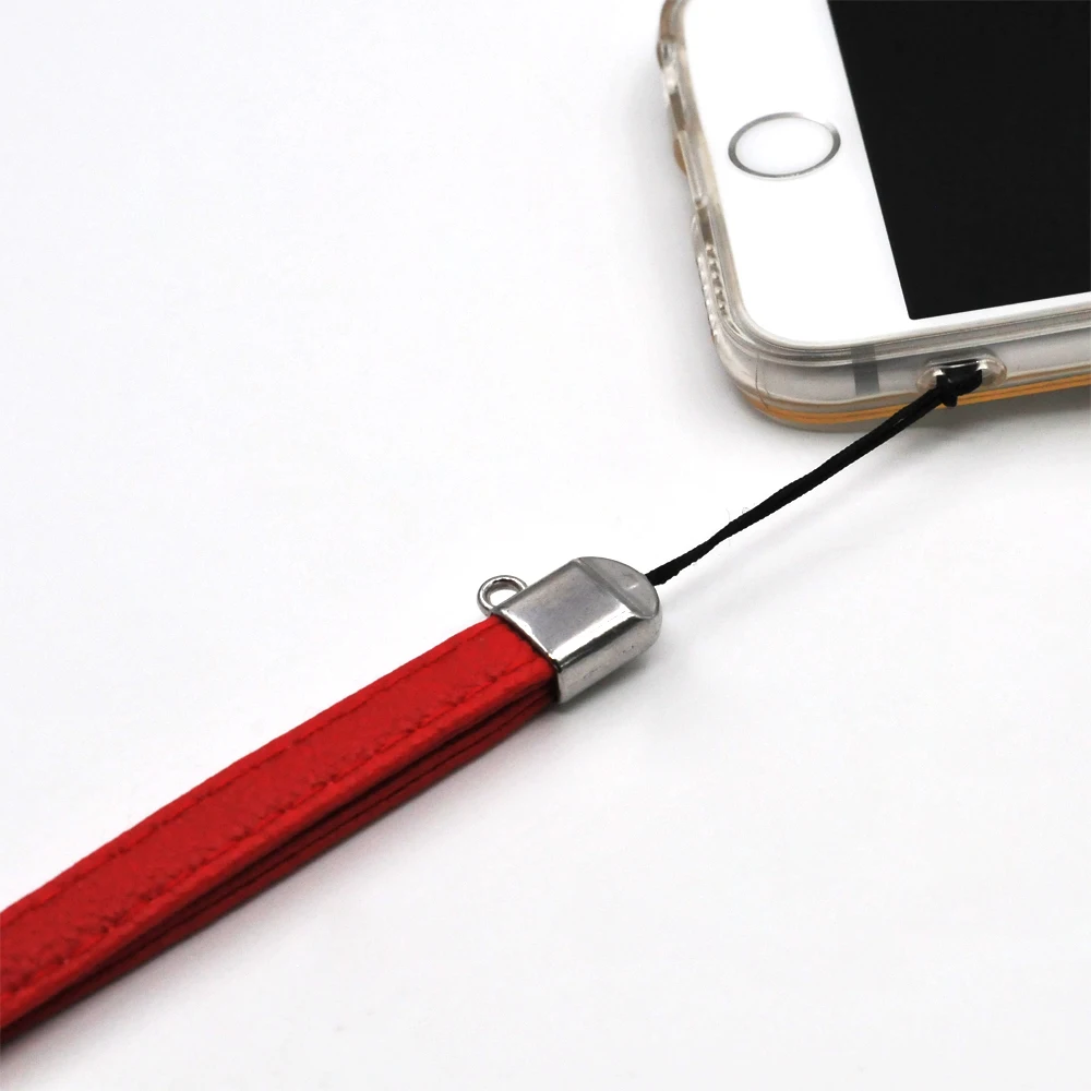 PU leather wrist hand cell phone mobile chain straps keychain Charm