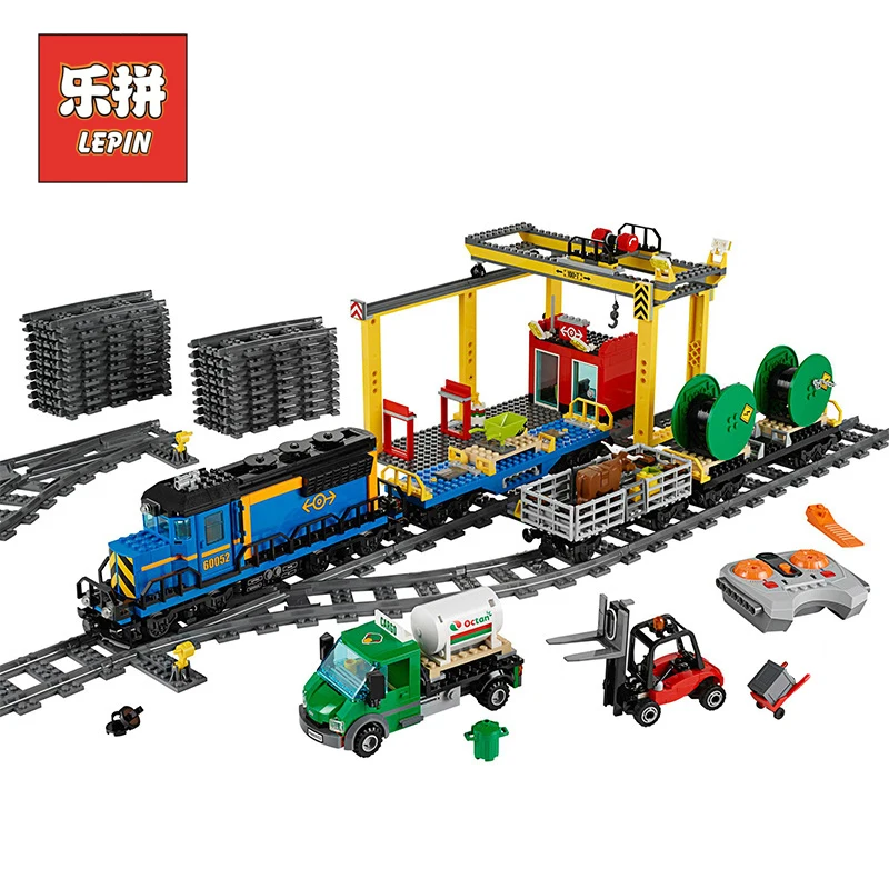Lepin 02008 City Series The Cargo Train Set Building Blocks Bricks 60052 RC Train Children Educational
